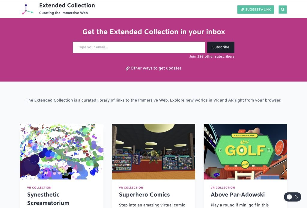 A screenshot of the Extended Collection website with the new email hero section